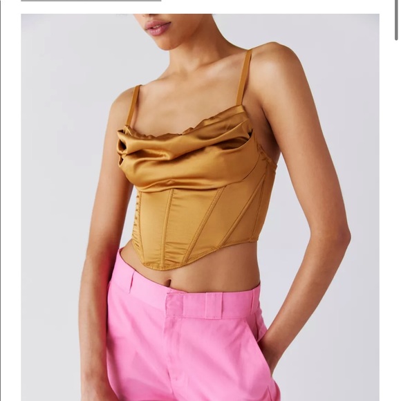 UO Lexi Satin Cowl Corset Top - Picture 1 of 4